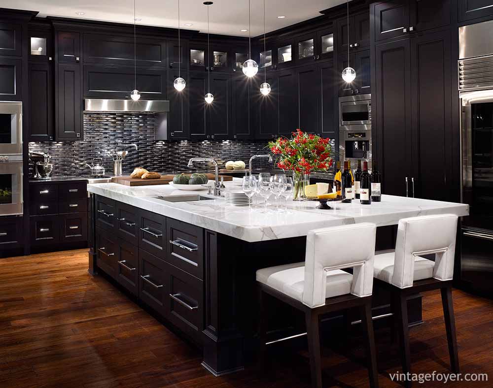 black floor kitchen design